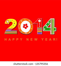 2014 Happy New Year greeting card or background. Vector illustration