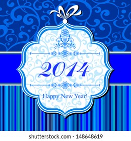 2014 Happy New Year greeting card or background. Vector illustration 