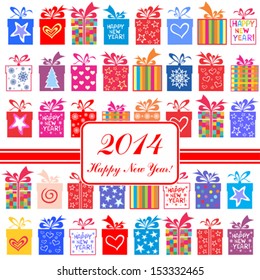 2014 Happy New Year greeting card or background. Vector illustration 