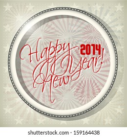 2014 Happy new year hand lettering. Vector illustration.