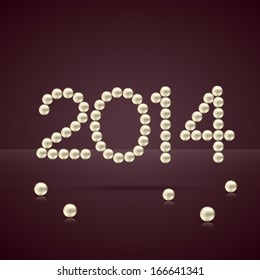 2014 feliz texto de año nuevo hecho con perlas