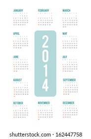 2014 Minimal calendar