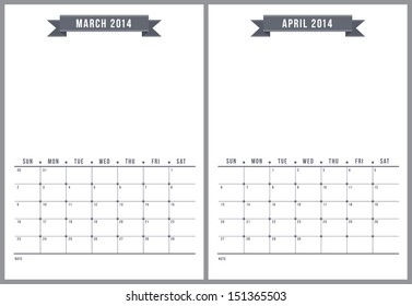 2014 minimalist calendar, part 2 of 6