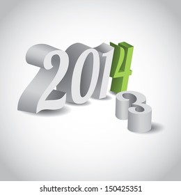 2014 New year 3D symbol 3 knocked over. EPS 10 vector, grouped for easy editing. No open shapes or paths.