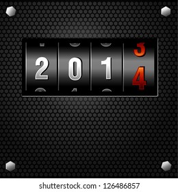 2014 New Year Analog Counter detailed vector