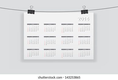 2014 new year calendar vector illustration