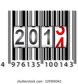 2014 New Year counter, barcode, vector.