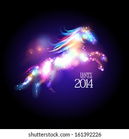 2014 new year design with abstract neon horse. Eps 10.