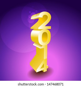 2014 New year golden 3d sign - illustration