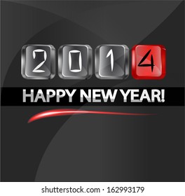 2014 New year numbers on the keys of the computer keyboard on a black background.