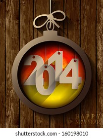 2014 New Year paper origami  card or background, Christmas Wood Background. Hand made watercolor. Vector illustration.