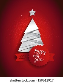 2014 New Year's greeting card with christmas tree/vector illustration/EPS10