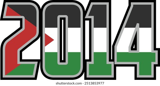 2014 number vector design has a palestinian flag motif