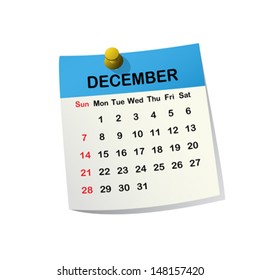 2014 paper sheet calendar for December. - Shutterstock ID 148157420