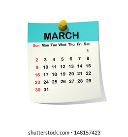 2014 paper sheet calendar for March. - Shutterstock ID 148157423