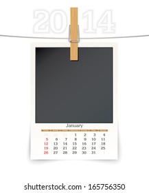 2014 photo frame calendar - vector illustration