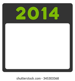 2014 Plan vector icon. Style is bicolor flat symbol, eco green and gray colors, rounded angles, white background.