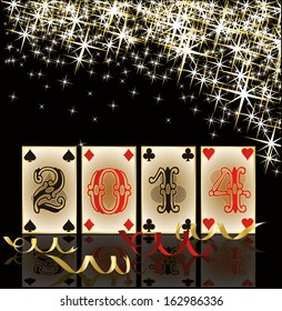 2014 Poker New Year background, vector illustration