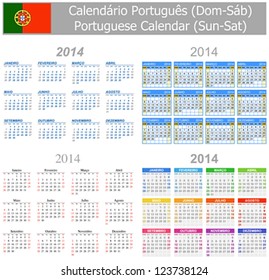 2014 Portuguese Mix Calendar Sun-Sat