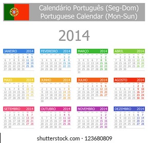 2014 Portuguese Type-1 Calendar Mon-Sun