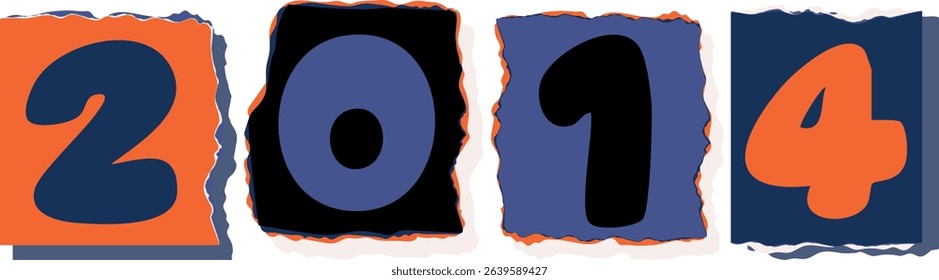 2014 Retro torn paper number Design art