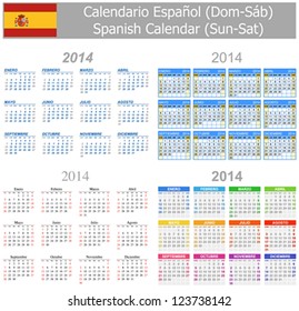 2014 Spanish Mix Calendar Sun-Sat