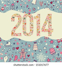 2014 elegante tarjeta de vacaciones en vector. Diseño de Navidad y Año Nuevo para hermosos antecedentes de vacaciones 