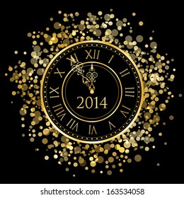 2014 - Vector shiny New Year Clock