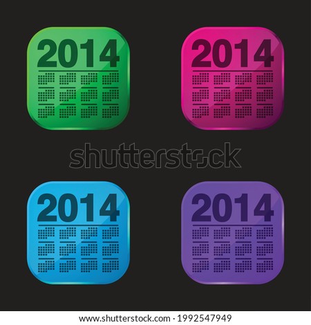 2014 Wall Calendar Variant four color glass button icon