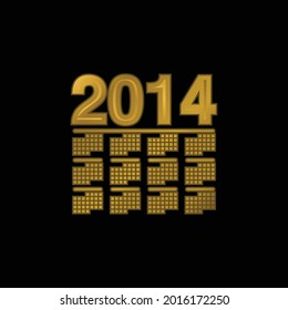 2014 Wall Calendar Variant gold plated metalic icon or logo vector