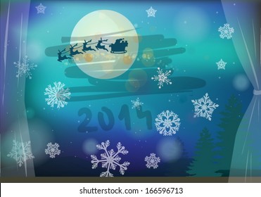 2014 Winter holiday greeting - vector card