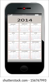 2014 year calendar on abstract design Smartphone.