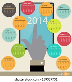 2014 year calendar, vector illustration.