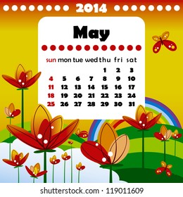 2014 year calendar in vector. May