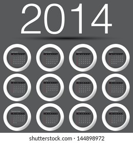 2014 year calender circle dark background