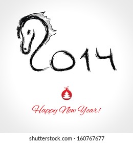 2014. Year of the Horse. Horse head - vector illustration. Horse symbol vector. 2014 year of the blue horse. Happy New Year. Happy New Year Greeting Card, vector illustration with a horse.Background.