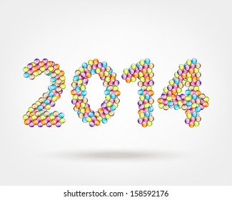 2014 year made from glossy balls for your design