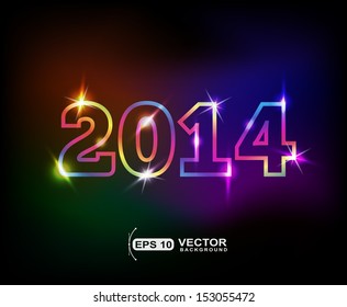 2014 year neon lights effect