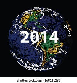 2014 year. new year. earth mess lines colors. vector illustration