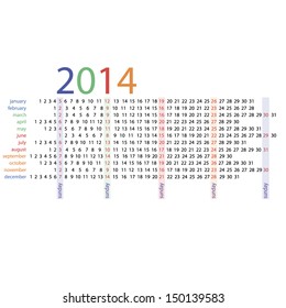 2014 year vector calendar 