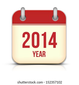 2014 Year Vector Calendar App Icon With Reflection