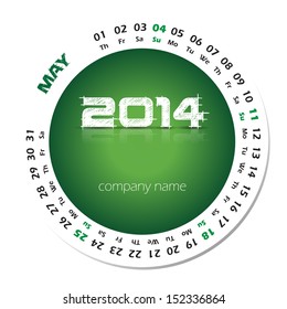 2014 year vector calendar for business wall calendar and business card. May