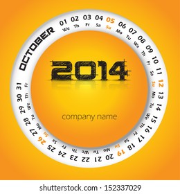2014 year vector calendar for business wall calendar and business card. October