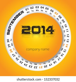 2014 year vector calendar for business wall calendar and business card. September
