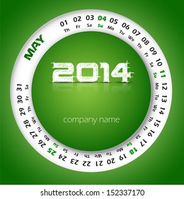 2014 year vector calendar for business wall calendar and business card. May