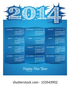 2014 year vector calendar for business wall calendar
