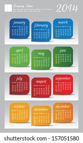 2014 year vector calendar for business wall calendar