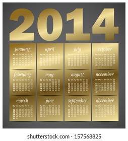 2014 year vector calendar for business wall calendar