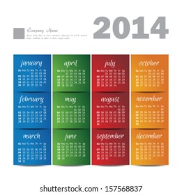 2014 year vector calendar for business wall calendar