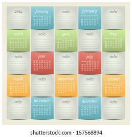 2014 year vector calendar for business wall calendar